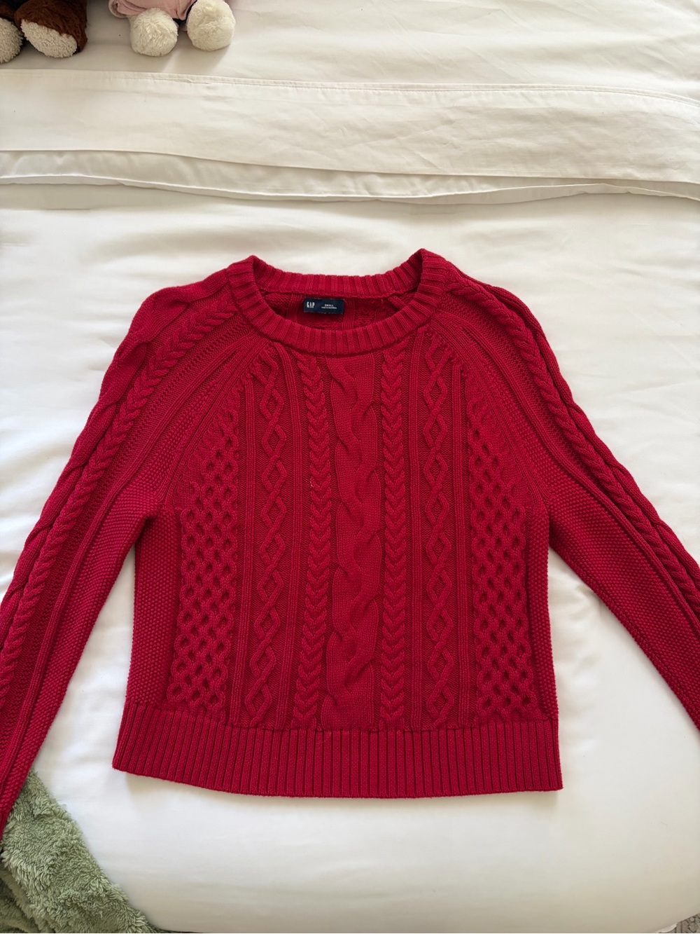 GAP Red Cable Knit Crewneck Sweater